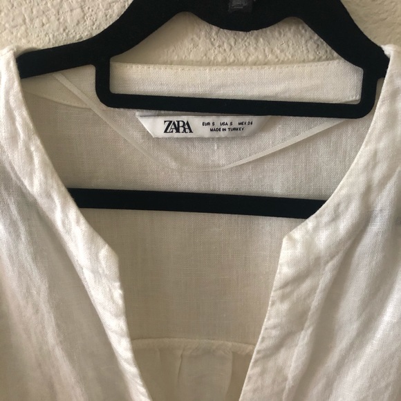 Zara White Linen Blouse - Picture 3 of 4